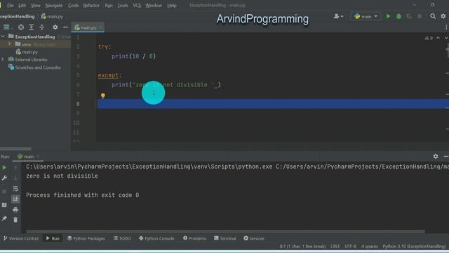 how to do exception handling in python : python for beginners in hindi
