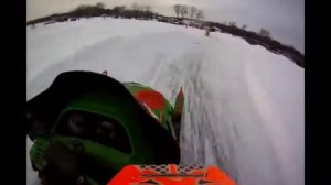 Arctic Cat 00 ZR 440 Sno Pro winning Pro 500 at Little Suamico Snowmobile Lakecross Race 1-18-14