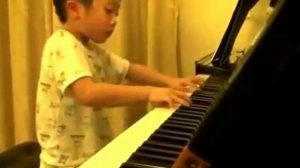4 Year Old Chinese  Boy Plays Piano 
