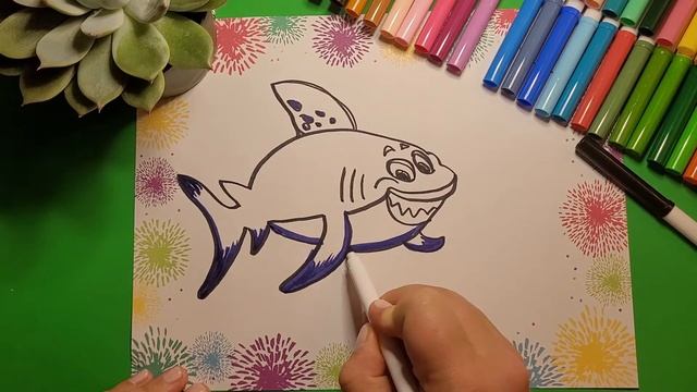 How to draw a Shark! Drawing lesson for kids. Как нарисовать акулу. смотреть онлайн