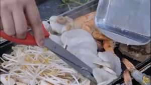Рынок в Кореи Морепродукты Уличная еда