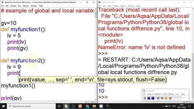 python tutorial 30 global vs local variable scope in python  Hindi Urdu CSFC