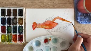 Как нарисовать рака карандашом и акварелью начинающим | Рисунок для детей