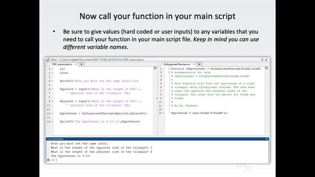 MATLAB: Introduction to Programmer-Defined Functions (User-Defined Functions)