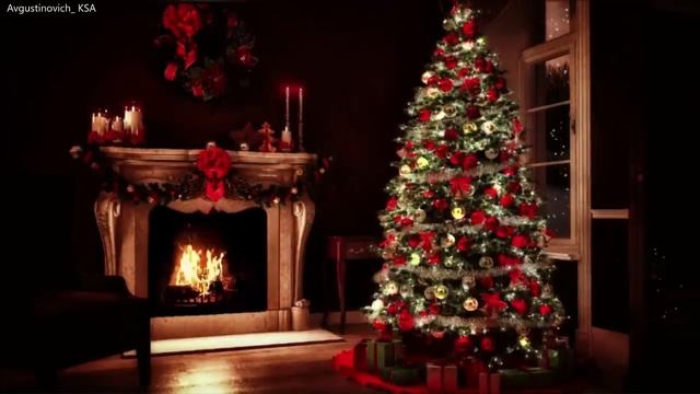 Holiday Fireplace Scene   45 Minute Holiday Christmas Instrumental Music =