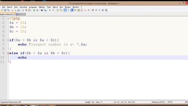 PHP : Largest number among three numbers in PHP.