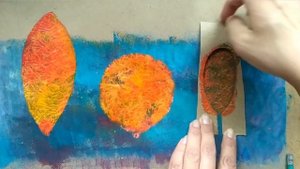 Как нарисовать осень при помощи спонжа, губки, трафарета и акрила.