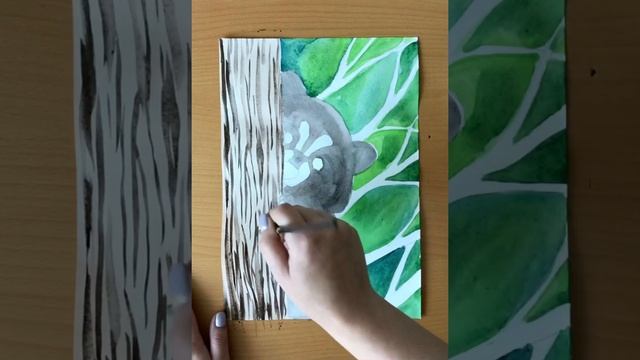 Рисуем поэтапно енота (акварель, гуашь). смотреть онлайн