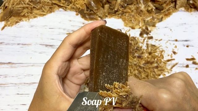 ASMR Soap/ cutting tar soap/ резка дегтярного мыла
