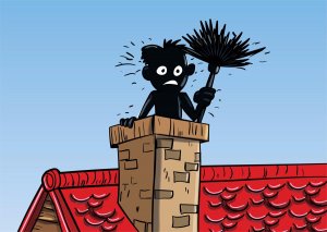 Работа трубочиста. Поиск ревизионно-прочистных дверок дымовых каналов колпаковой системы магнитом.