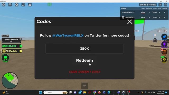 ALL WORKING *NEW* CODES FOR WAR TYCOON *A-10 UPDATE!* Roblox War Tycoon Codes OCTOBER 2023 смотреть онлайн