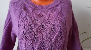 Готовая работа. Джемпер  цвета Сирень. // Реглан сверху// Ложная  кетлетка.  Полный обзор