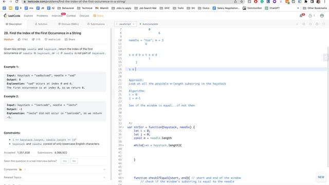 28. Find the Index of the First Occurrence in a String #DailyLeetcodeChallenge #ChallengeNo2 смотреть онлайн