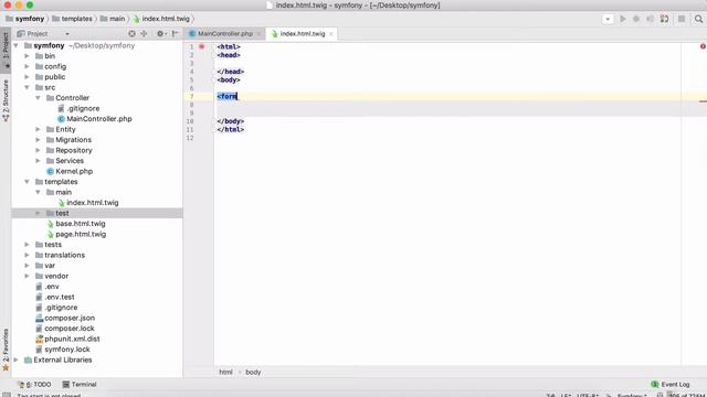 Установка компонента form в Symfony.