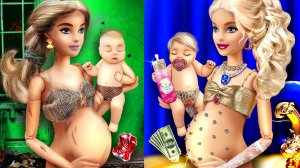 13 поделок Богатая мама Барби против бедной мамы Барби / Лайфхаки для беременной куклы Барби