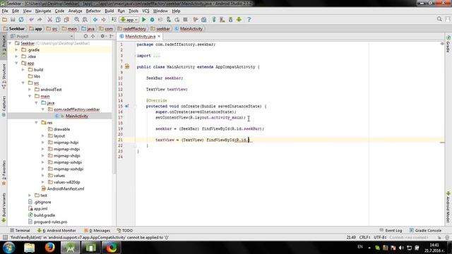 Using SeekBar in Android Studio смотреть онлайн