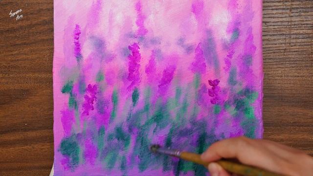 Simple Lavender Flowers Acrylic Painting From Dots｜Painting For Beginners｜Step By Step (1271) смотреть онлайн