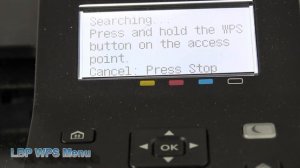 Canon WiFi Setup WPS for laser printers LBP113w LBP223dw LBP621Cw and similar 5-line LCD models