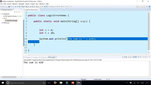 Java Logic Errors - Example of a Logical Program Error - Java Tutorial - Appficial