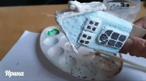 Рождественский венок с домиком! Картонный домик своими руками.