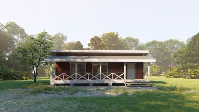 Одноэтажный каркасный дом 8х12 м. Проект КД 54. Внешний вид смотреть онлайн