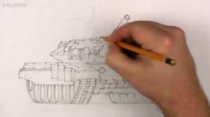 How to draw a tank (T-90) - Easy Perspective Drawing 24