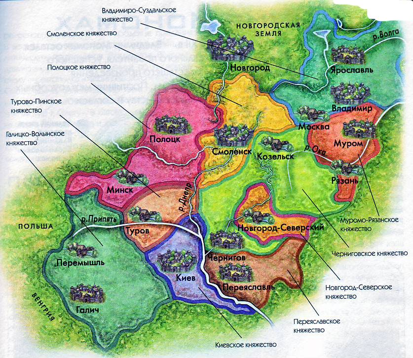 Разделение древнерусского государства на отдельные княжества и земли картинки