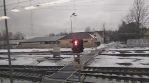 Отправление со станции Шувалово, перегон Шувалово — Парголово из окна "Ласточки" (18.01.2023)