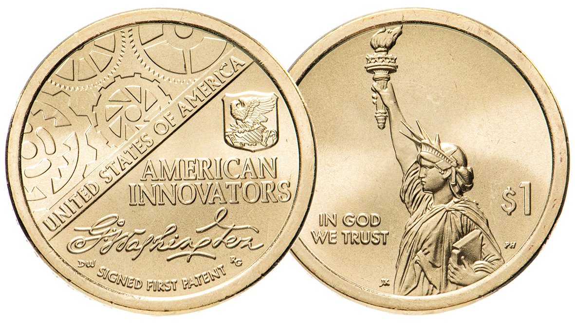 1 доллар видео. Монета 1 доллар американские инновации. Американские инновации первый патент. 2018 P 1 доллар первый патент.