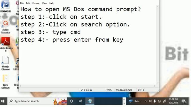 How to open MS DOS Command Prompt Window in any Window Version(XP, 7, 10)