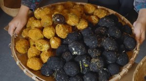 Chicken and duck eggs turn into century eggs, revealing surprise colors—black, yellow, and pattern