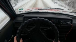 Volkswagen Golf 2 ( 1.6 D 75HP ) ( 1987 ) POV Drive Snowy Day