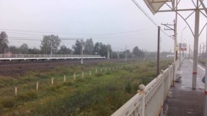 Проход поезда Сапсан через станцию Тосно 2 во время грозы 26.07.2016