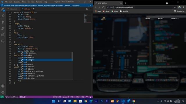 Navigation bar with Css  style and HTML | Part 3