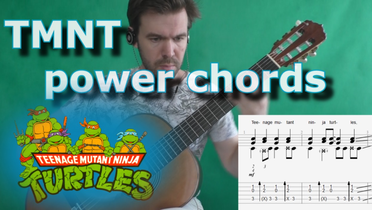 Черепашки-ниндзя на гитаре / TMNT (power chords - lesson) смотреть онлайн