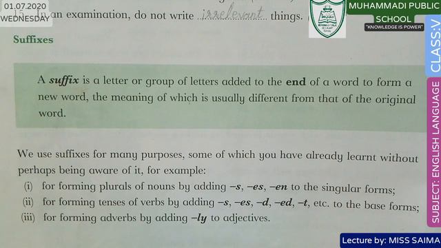 ENGLISH LANGUAGE | CLASS:V | #Lecture:2 | #PREFIXES AND SUFFIXES | #(part 2) | #OnlinEdu. смотреть онлайн