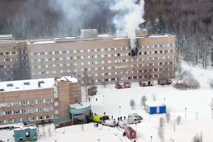 Пожар в клинической больнице РАН на Литовском бульваре.