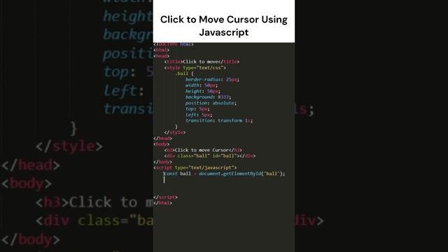 Click to Move Cursor | JavaScript | Transition & Transformation | Learn JavaScript | Html Tutorial