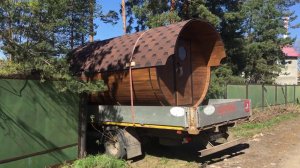 Установка и обзор бани бочки Супер Люкс из срощенного кедра