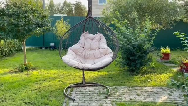 Видеоотзыв о двойном подвесном кресле Bigarden Gemini promo brown коричневая подушка смотреть онлайн