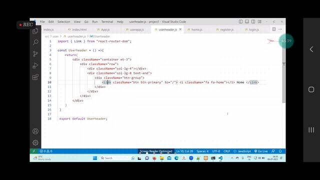 React live project #1 || login page, register page, nav menu