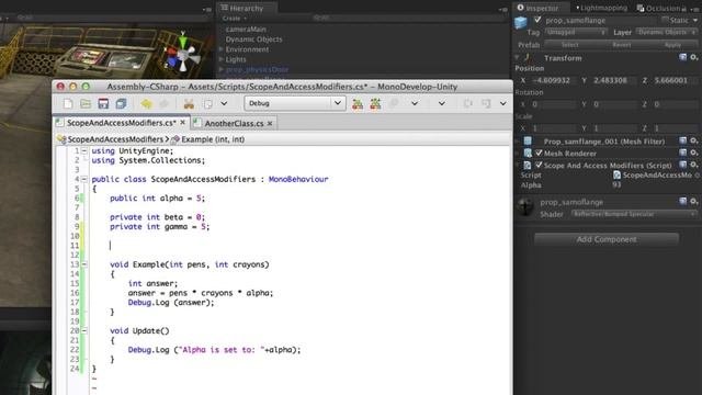 Unity Урок скриптинга C#