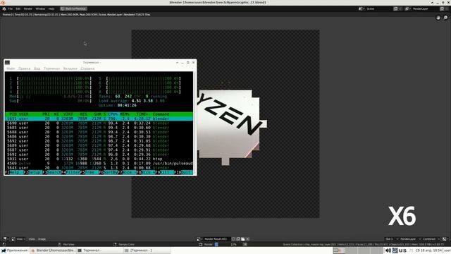 Тест Blender 2.80 на Эльбрус-8С