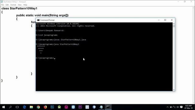 Star Pattern - 8 Program (Logic) in Java by Deepak
