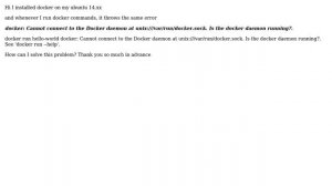 Cannot connect to the Docker daemon at unix:///var/run/docker.sock. Is the docker daemon running?