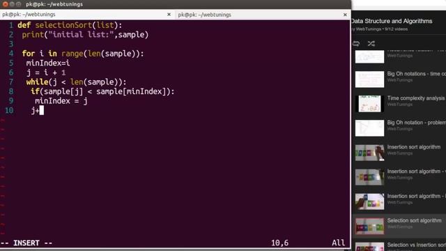 Python Algorithms - selection sort