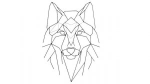 How to draw a Geometric wolf  - sketch a wolf with straight lines - Sketch drawing