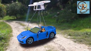 Pretend Play for kids. Машинка застряла, Вертолет и Папа её спасут.