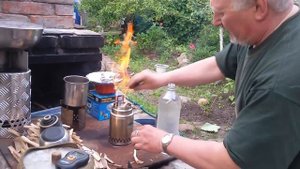 Туристическая пиролизная печь  из термоса Карманный вариант
