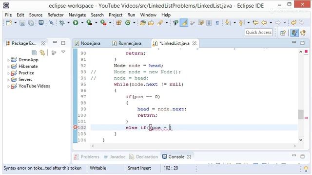 Implementation of Linked List in Java Part - III || deleteAt(int pos) || 5 mins смотреть онлайн